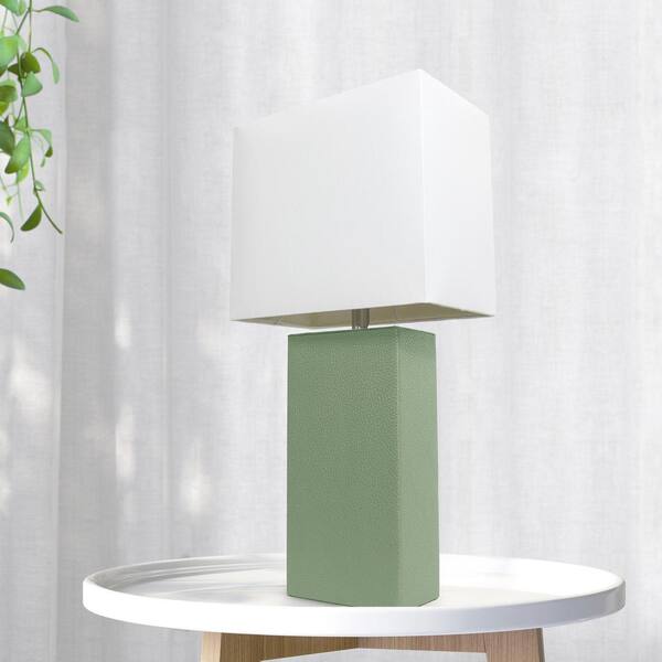 Lalia Home 21 in. Sage Green Lexington Leather Base Table Lamp 
