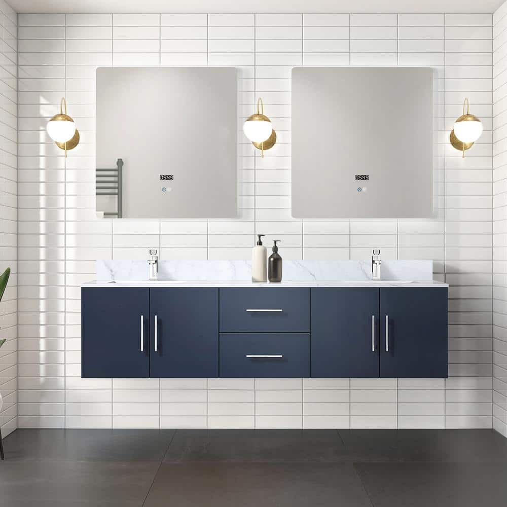 Geneva 72 in. W x 22 in. D Navy Blue Double Bath Vanity with Carrara Marble Top, and Faucet Set price history on PriceWatchPro