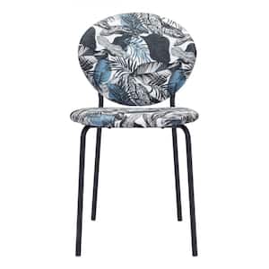 Julia Leaf print & black Polyster Cushioned Parsons Chair Set of 2