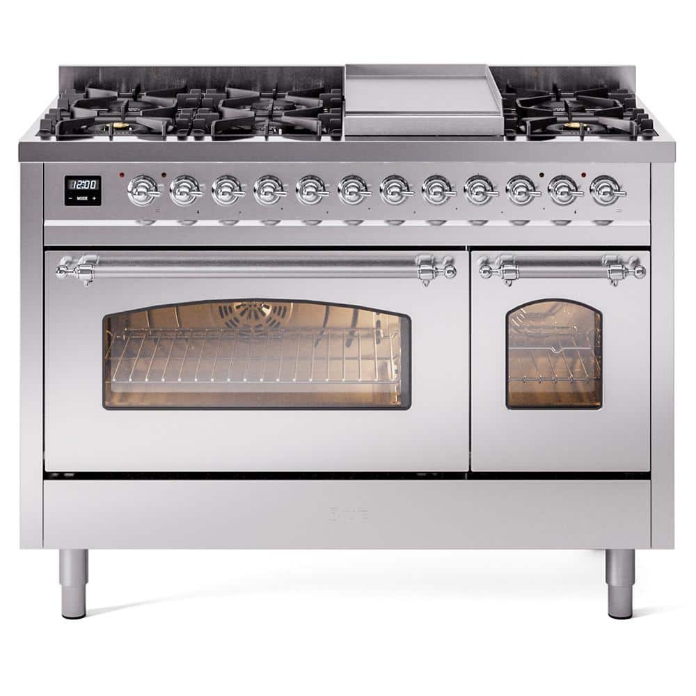 Nostalgie II 48 in. Dual Fuel Liquid Propane Range with 8-Burnerss, Griddle, Chrome Trim in Stainless Steel price history on PriceWatchPro