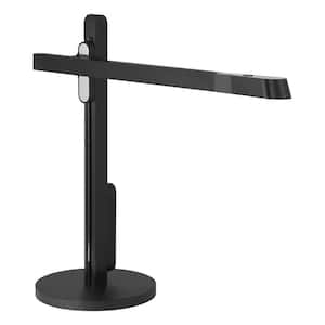 Kovacs 18.38 in. Anodized Brushed Black Dimmable LED Task Table Lamp with Adjustable Height-Slider and Aluminum Shade