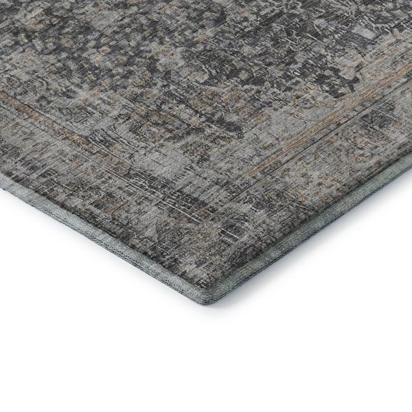 Mayfield Premium Machine Washable Abstract AMF1663 Charcoal 8 ft. x 10 ft. Area Rug