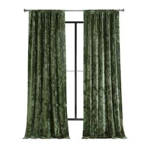 Emerald Green Lush Crush Velvet 50 in. W x 108 in. L - Rod Pocket Room Darkening Curtains (Single Panel)