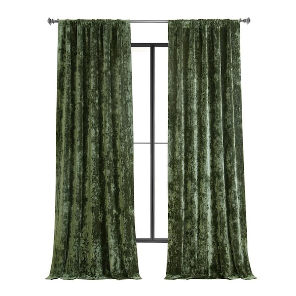 Exclusive Fabrics & Furnishings Emerald Green Lush Crush Velvet 50 in. W x 96 in. L - Rod Pocket Room Darkening Curtains (Single Panel)