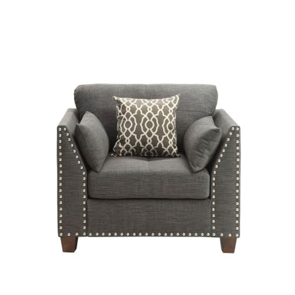 Tatahance 38 inch D Gray Square Flared Arm Linen Modern Style Accent Chair