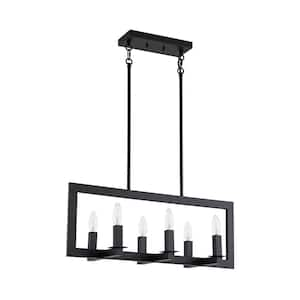 Paola 6-Light 26.8 in.W Matte Black Chandelier Industrial Transitional Kitchen Island Chandelier