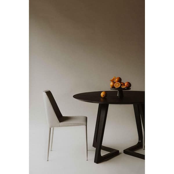 NADAAL STUDIOS Carina Mid-Century Modern Black Solid Ash Wood 47.5 in. Trestle Base Round Dining Table, (Seats-6)