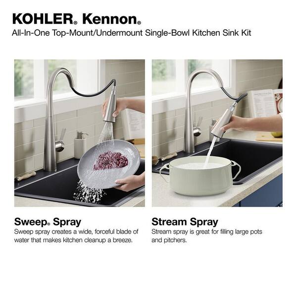KOHLER Kennon Neoroc Granite Composite 33 in. Single Bowl Drop-In