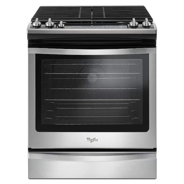 Whirlpool 5.8 cu. ft. Slide-In Gas Range with Center Oval Burner in Stainless Steel