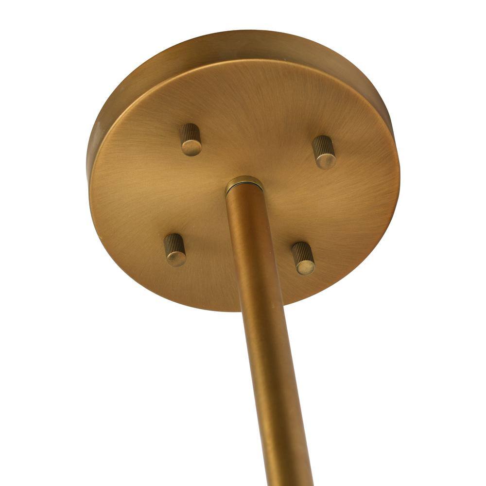 Gold and Wood LED Drum Pendant Light, 20.3"