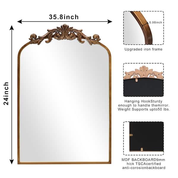 LuxHomez Copper Vintage 24 in. W x 35.8 in. H Arched Metal