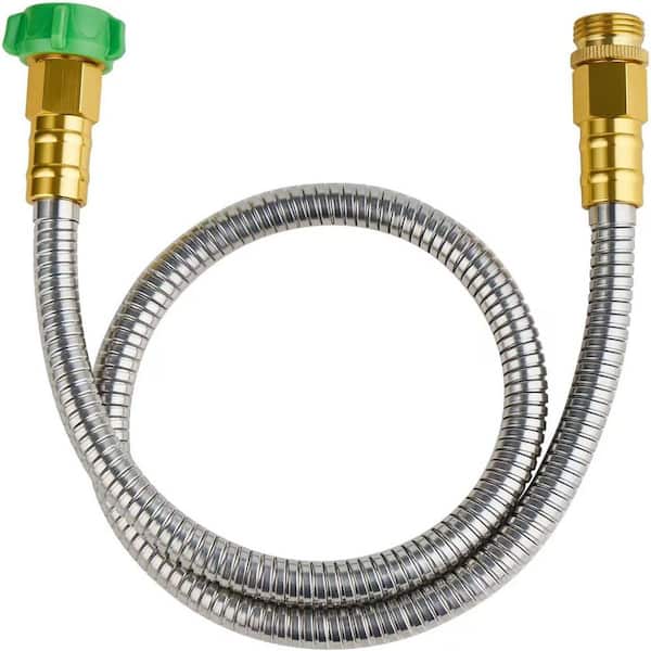 ITOPFOX 5/8 in. Dia x 3 ft. 304 Stainless Steel Short Garden Hose with Female to Male Metal Connector, Anti-Leakage Kink Free