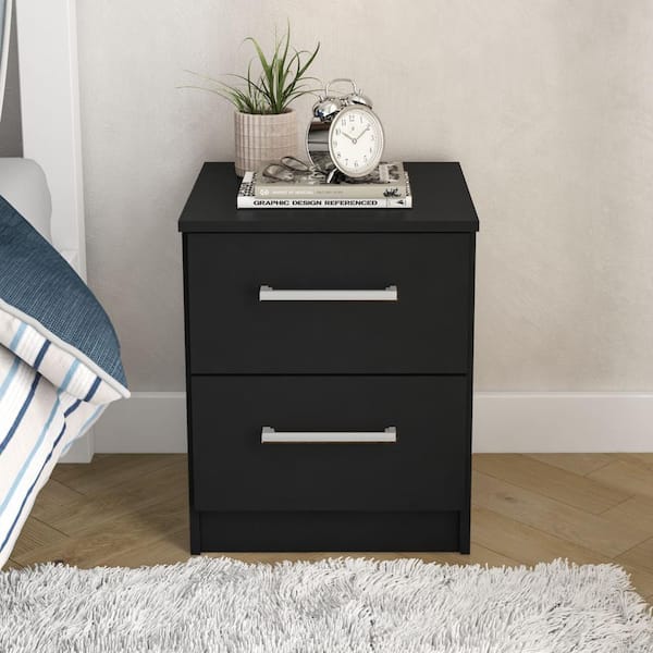 Polifurniture Juliette Black 2-Drawer Nightstand