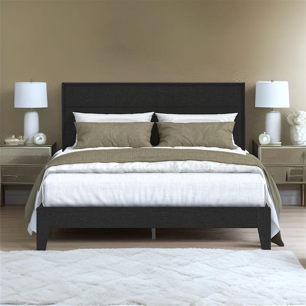 GALANO Payne Luxe Black Oak Queen Platform Bed with Headboard