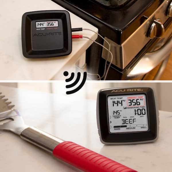 AcuRite Digital Meat Thermometer with Wireless Display and Time Left to  Cook 01185M - The Home Depot