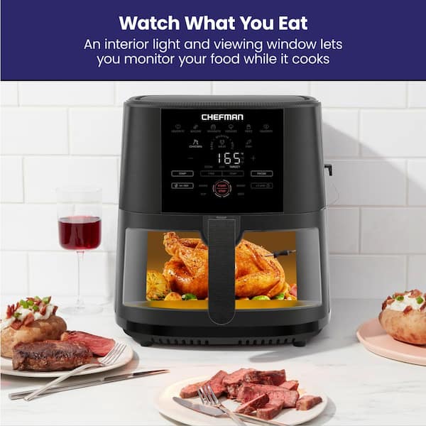Air Fryer 6 Quart 8-in-1 Cooker, Visible Window, 11 Presets, Wi-Fi