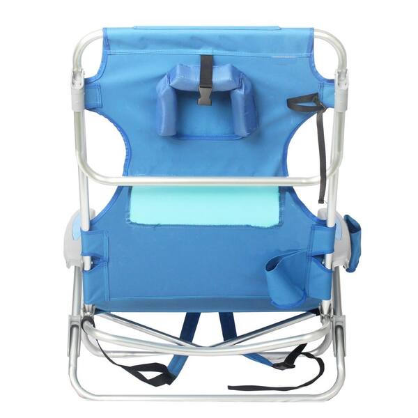 Deltess Ostrich Ladies Comfort On Your Back Blue Aluminum Folding Beach Chair Lccoyb 2000b The Home Depot