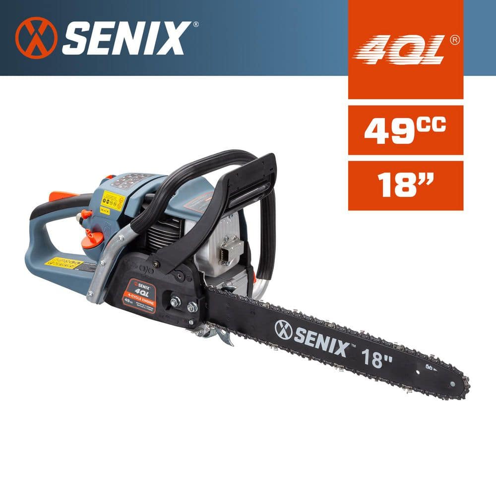 Senix 4QL 49cc Gas 4-Cycle Rear Handle Chainsaw with 18-inch Bar