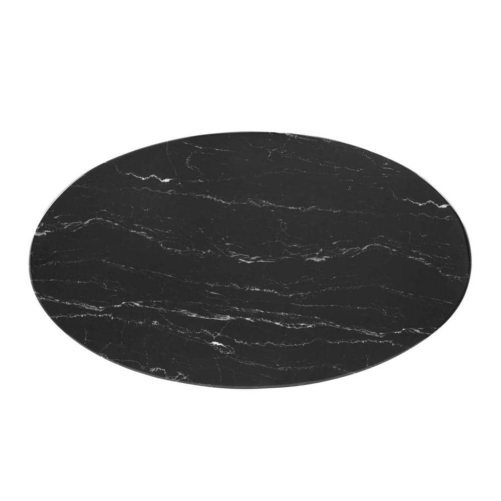 Zinque 48" Oval Marble-Top Dining Table with Gold Black Base