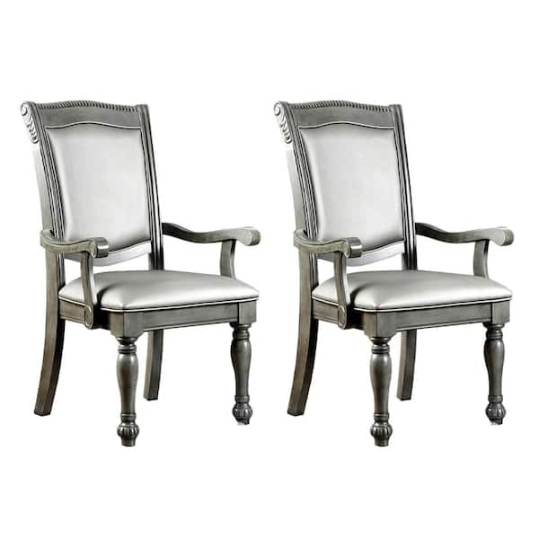 William S Home Furnishing Alpena Gray Wood Frame Arm Chair Set Of 2   Gray William S Home Furnishing Accent Chairs Wi3350gy Ac 2pk 64 600 