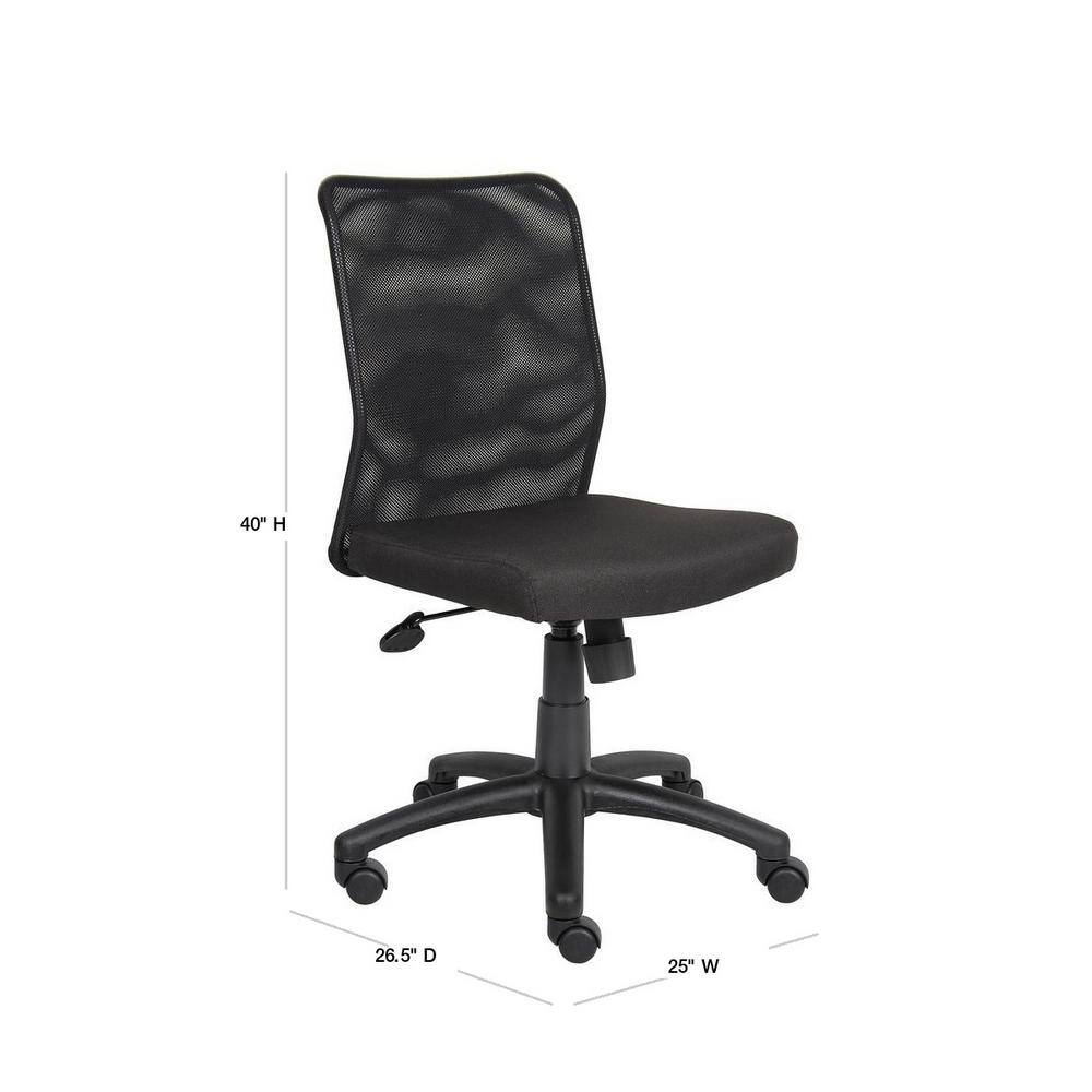 Modern Swivel Mesh Task Chair with Armless Design in Black
