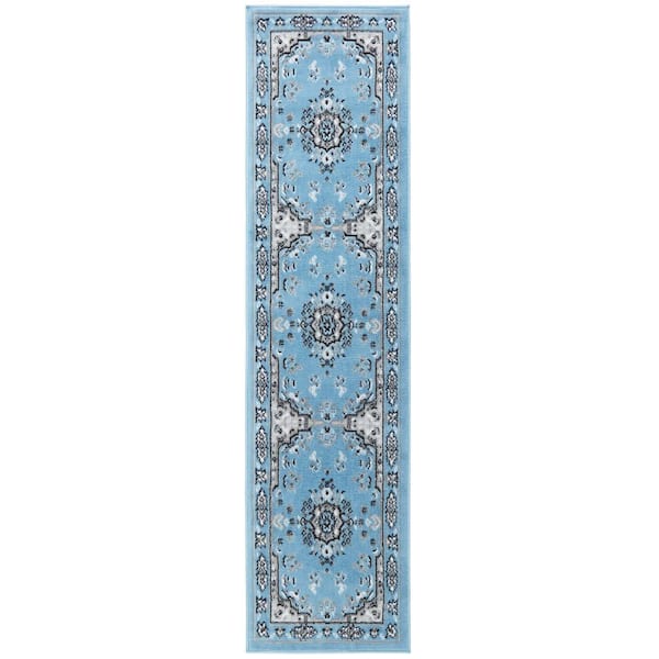 Home Dynamix Premium Blue/Grey 2 ft. x 7 ft. Medallion Area Rug