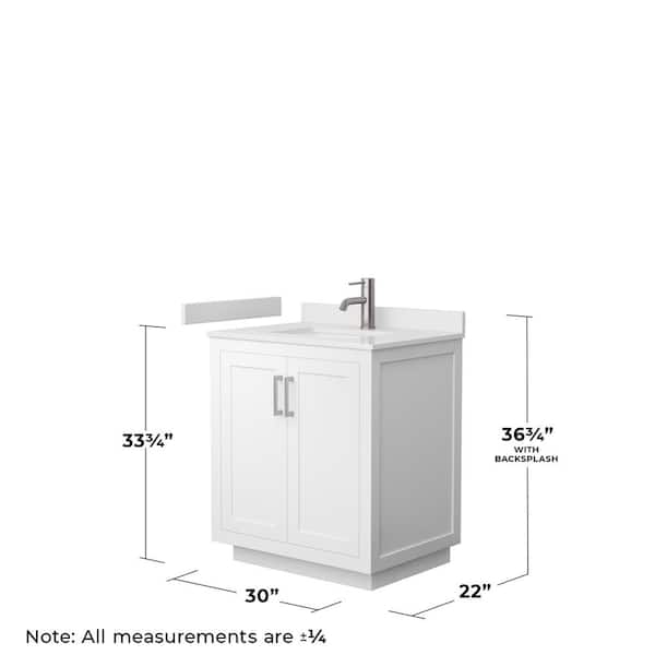 Miranda 30 in. W x 22 in. D x 33.75 in. H Single Bath Vanity in White with White Cultured Marble Top