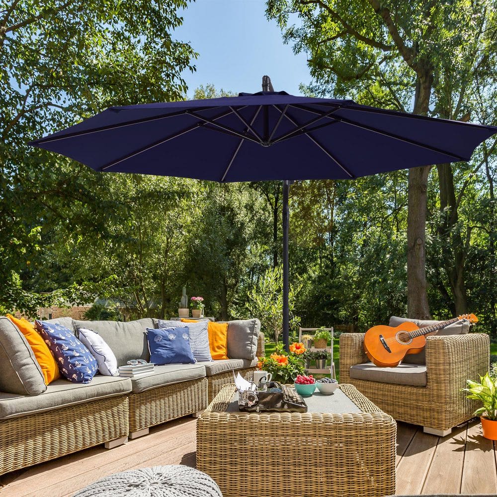 10 ft. Cantilever Patio Umbrella With Easy Adjustment, Solution-Dyed Fabric, 8 Ribs for Backyard, Poolside in Navy Blue price history on PriceWatchPro