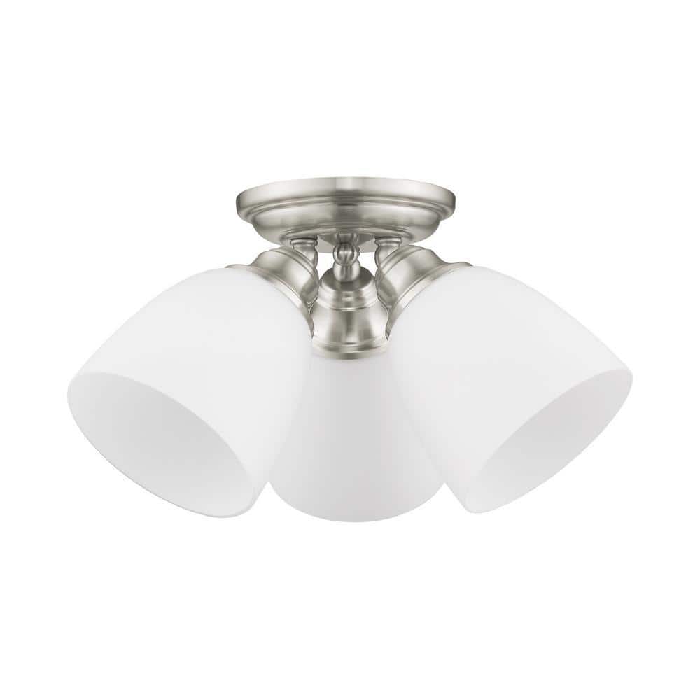 Somerville Brushed Nickel 3-Light Flush Mount with Opal Glass