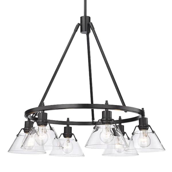 Golden Lighting - Orwell 6-Light Matte Black Modern Chandelier with Clear Glass Shades