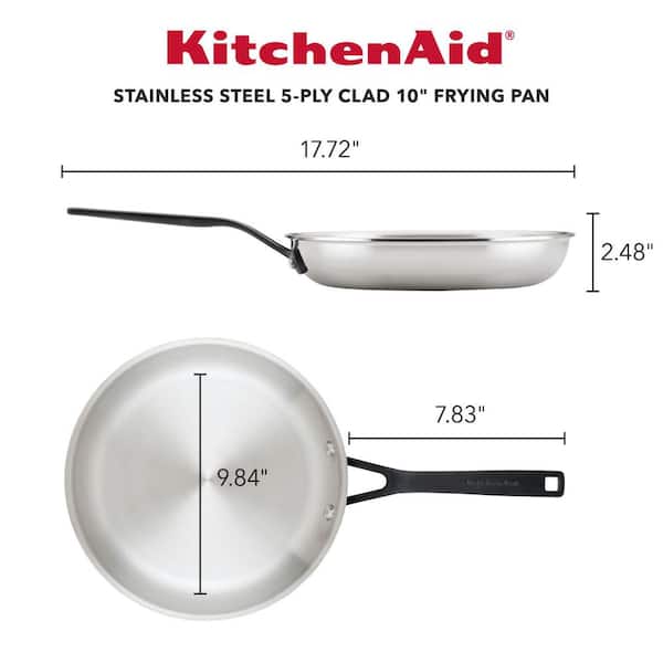 KitchenAid 5-Ply Clad Stainless Steel Cookware Set, 10-Piece, Polished  Stainless Steel