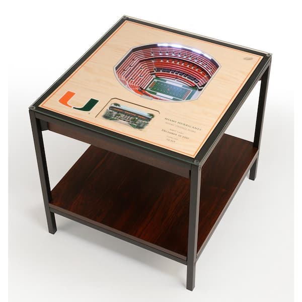 NCAA Miami Hurricanes 23 in. x 22 in. 25-Layer StadiumViews Lighted End Table - Hard Rock Stadium