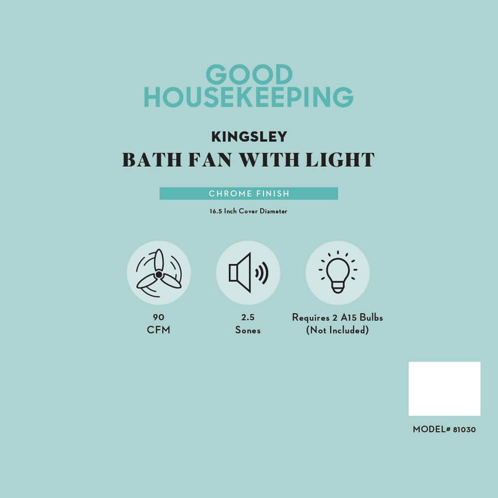 Kingsley Chrome 90 CFM Decorative Bathroom Exhaust Fan with Light