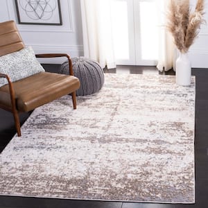 Aston Ivory/Gray 9 ft. x 12 ft. Distressed Geometric Abstract Area Rug
