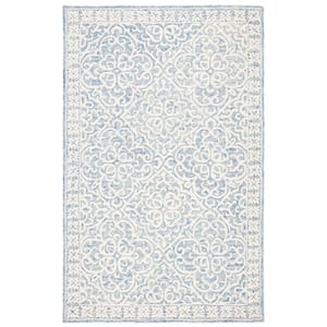 Metro Blue/Ivory 8 ft. x 10 ft. High-Low Floral Area Rug