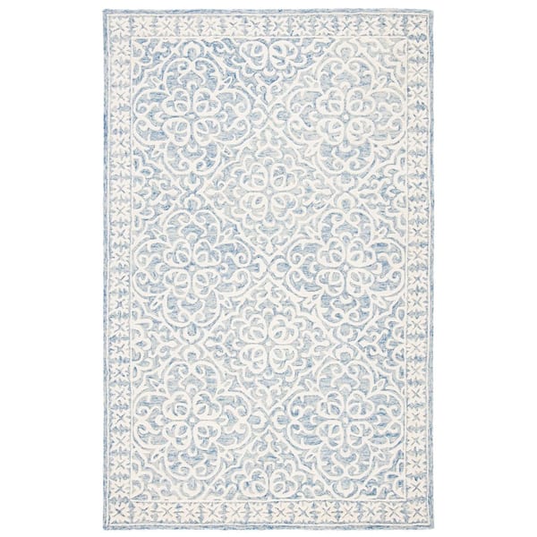 SAFAVIEH Metro Blue/Ivory 8 ft. x 10 ft. High-Low Floral Area Rug