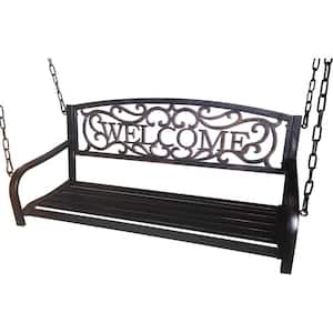 50 in. 2-Person Bronze Metal Hanging Porch Swing