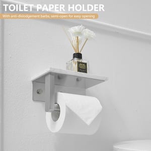 Marble Wall Mounted Single Post Toilet Paper Holder Non-Slip Tissue Roll Holder for Bathroom in Vibrant Brushed Nickel