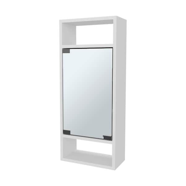 11.8 in. W x 28.3 in. H Rectangular White Surface Mount Medicine Cabinet with Mirror, with One Door