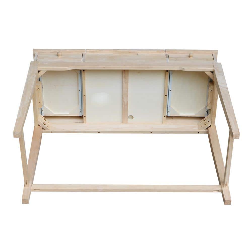 Elegant Unfinished Solid Wood Vanity Table with Microfiber Bench