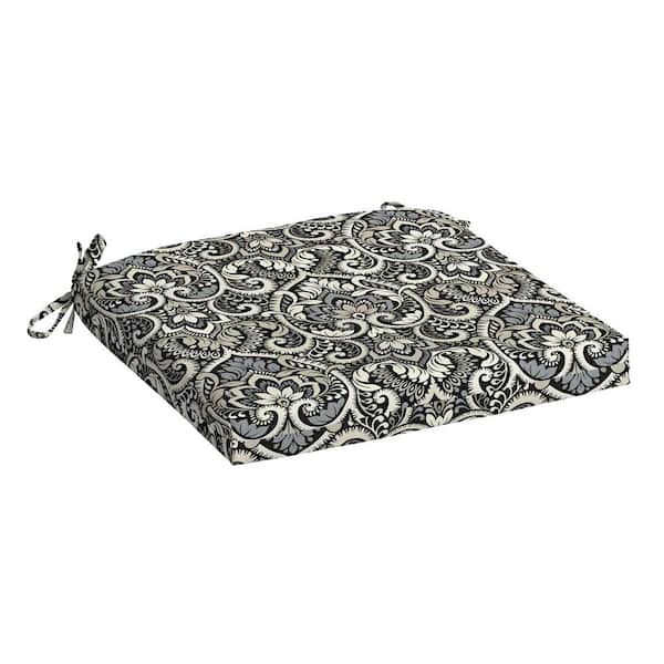 ARDEN Black Aurora Damask Rectangle Outdoor Seat Pad