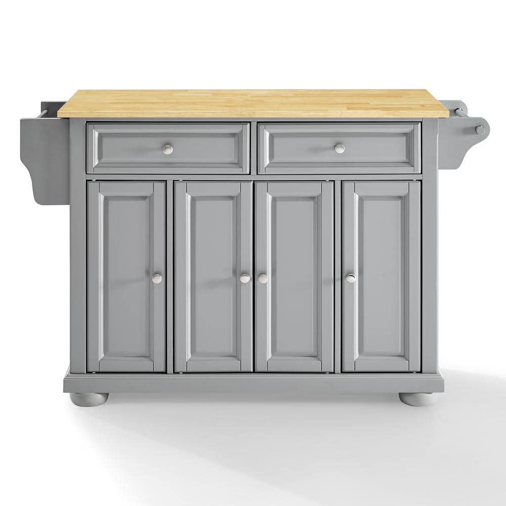 Gray and Natural Wood Top Kitchen Island with Storage