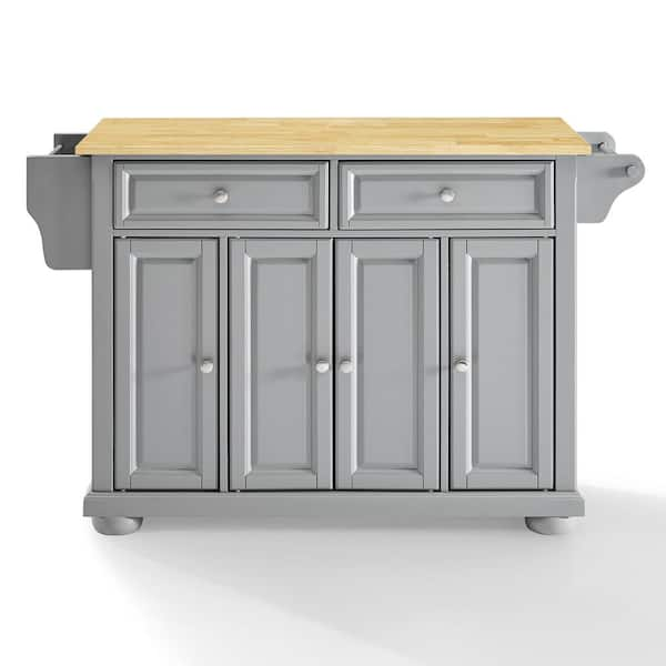 CROSLEY FURNITURE Alexandria Gray Kitchen Island With Wood Top   Gray With Natural Top Crosley Furniture Kitchen Islands Kf30201agy 64 600 