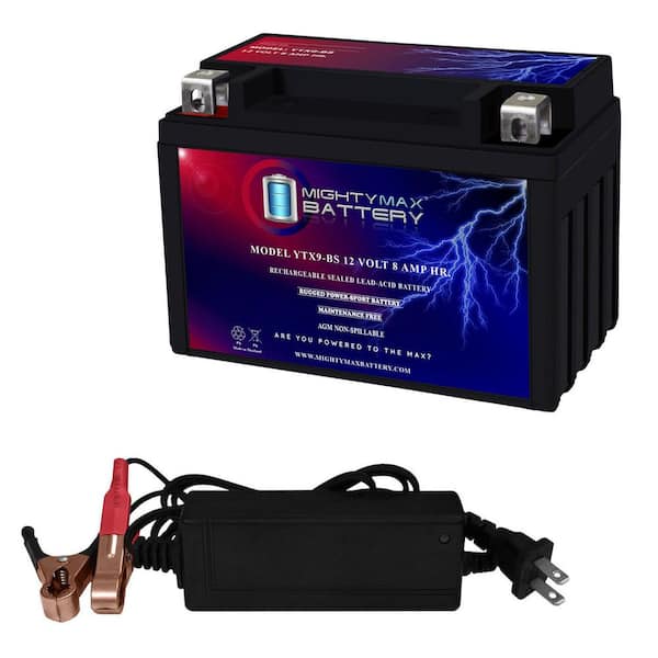 MIGHTY MAX BATTERY YTX9-BS Replacement Battery Compatible with Royal Enfield Classic 350, Meteor 350 22 + 12V 2Amp Charger