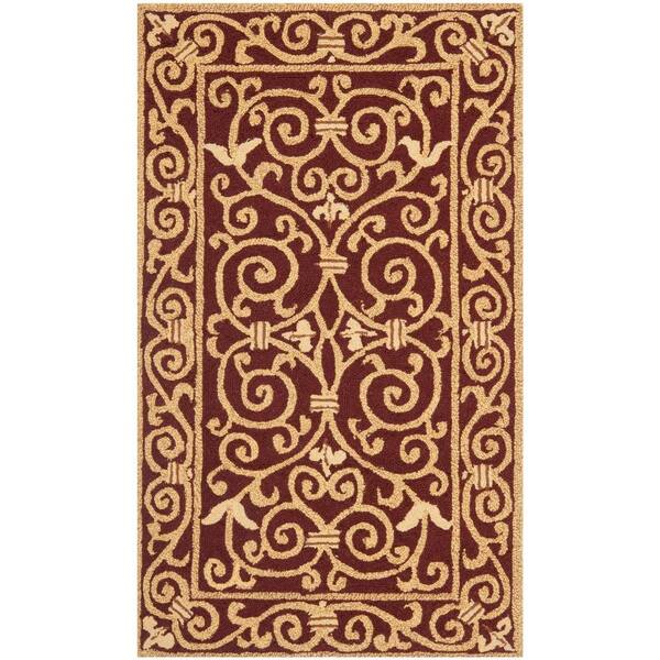 SAFAVIEH Chelsea Burgundy 3 ft. x 5 ft. Interlaced Floral Border Area Rug