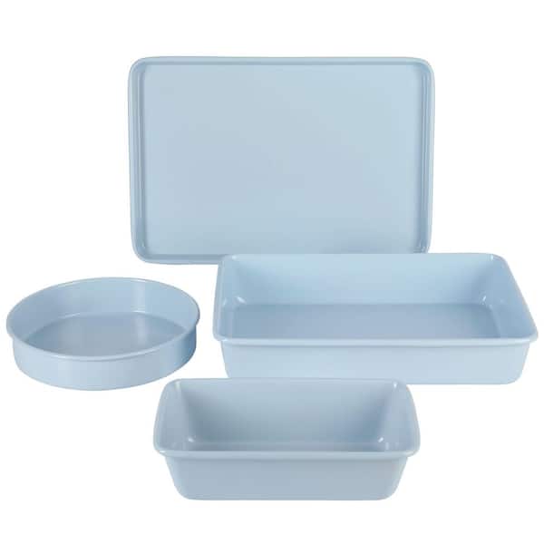Martha Stewart Everyday Hearne 10-Piece Dusty Blue Enamel Aluminum Cookware Set