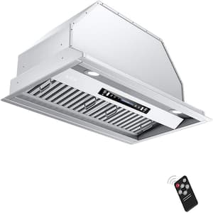 42 in. 900 CFM Convertible Insert Range Hood in Stainless Steel with LED, Charcoal Filter, Gesture/Touch/Remote Control