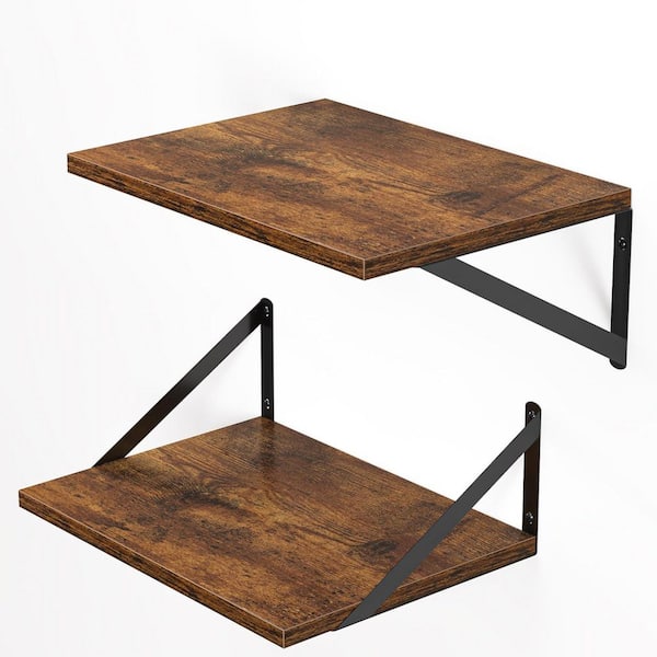 Unbranded 16 in. W x 12 in. D Rustic Brown Floating Shelves Decorative Wall Shelf (Set of 2)