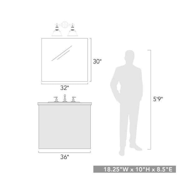 Orwell PW 2-Light Pewter Bath Light with Pewter Shade