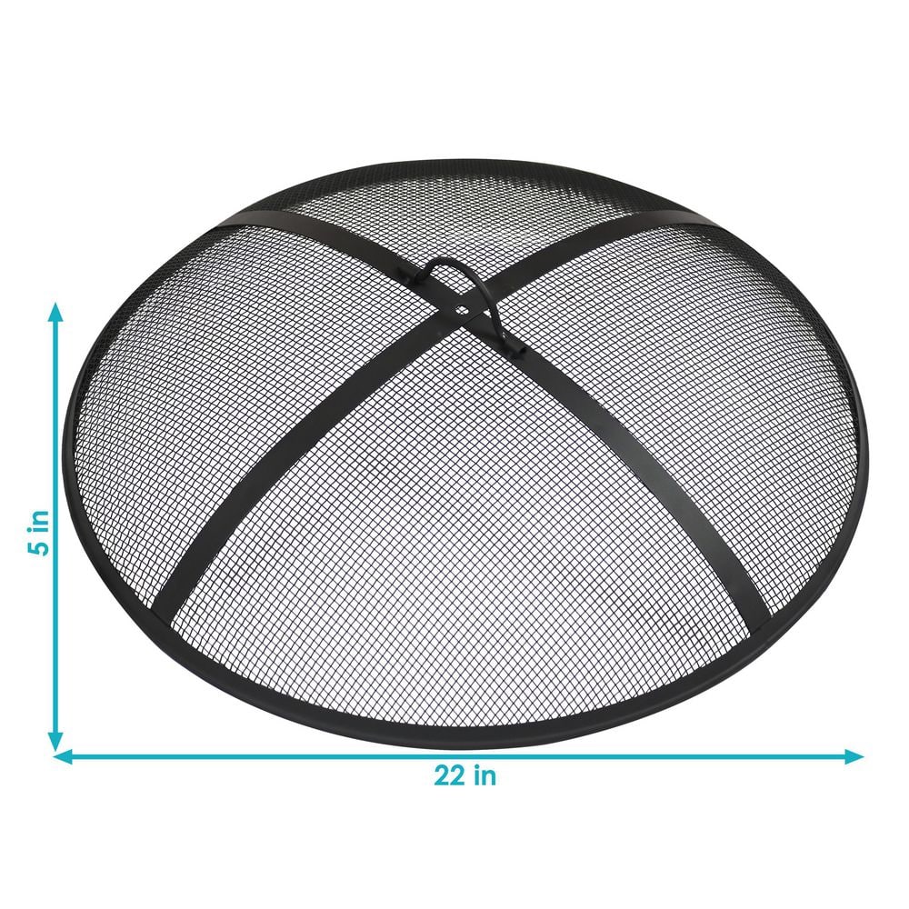 22-Inch Black Steel Mesh Fire Pit Spark Screen with Handle